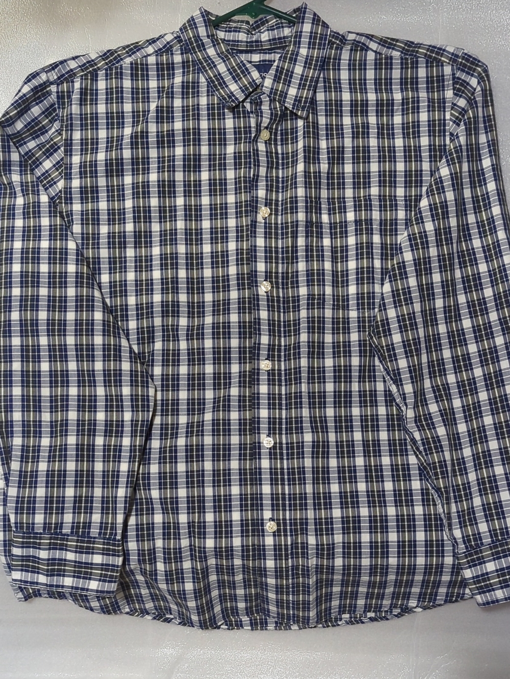 Basic Editions Navy and White Plaid Dress Shirt